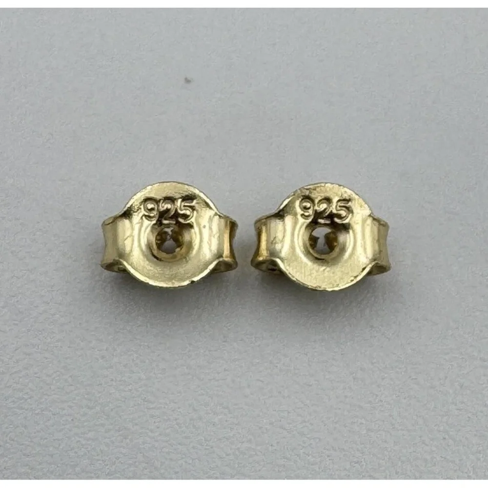 Vermeil 925 Sterling Silver Gold Tone Faux Pearl Drop Post‎ Earrings